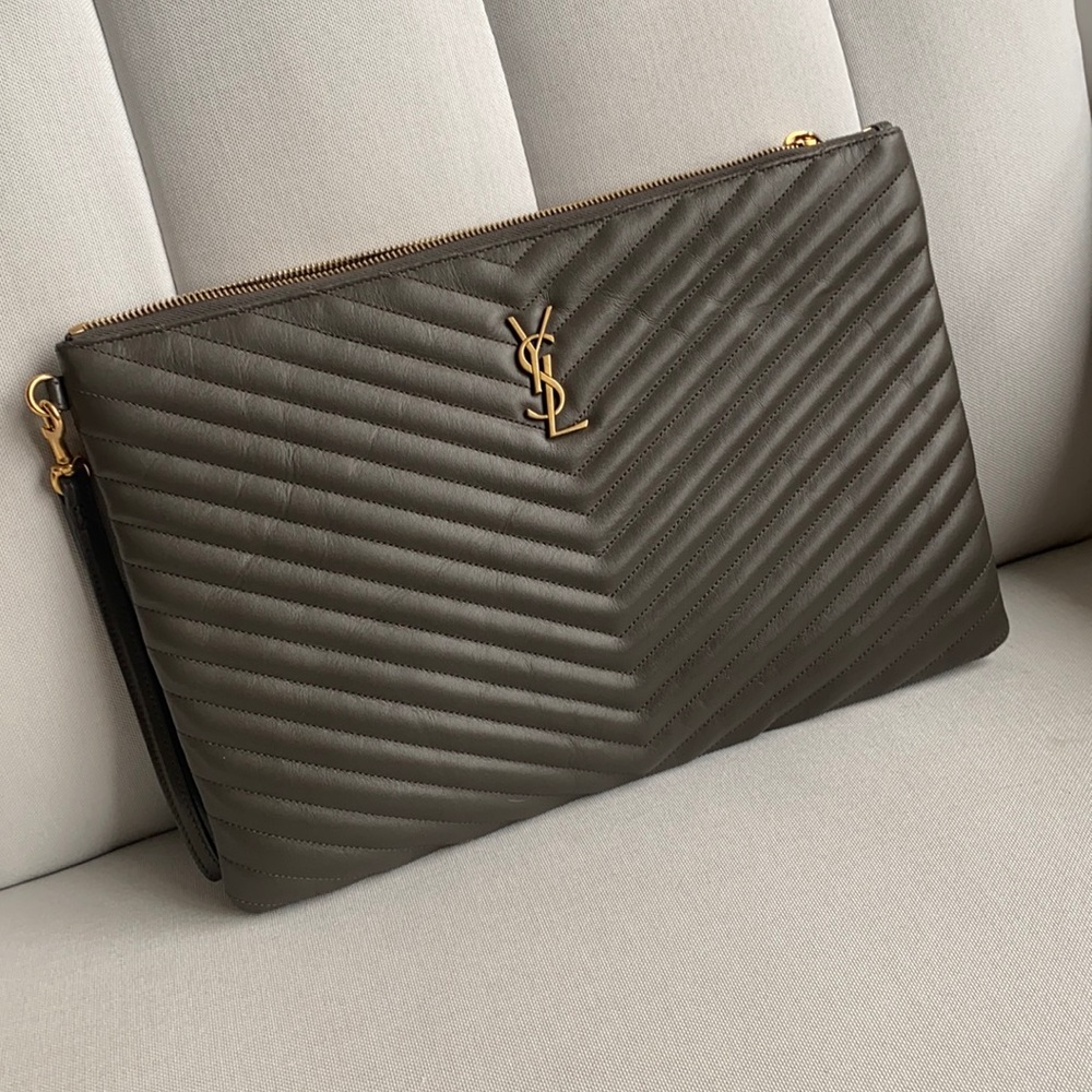 Saint Laurent Monogram Clutch in Matelassé Leather